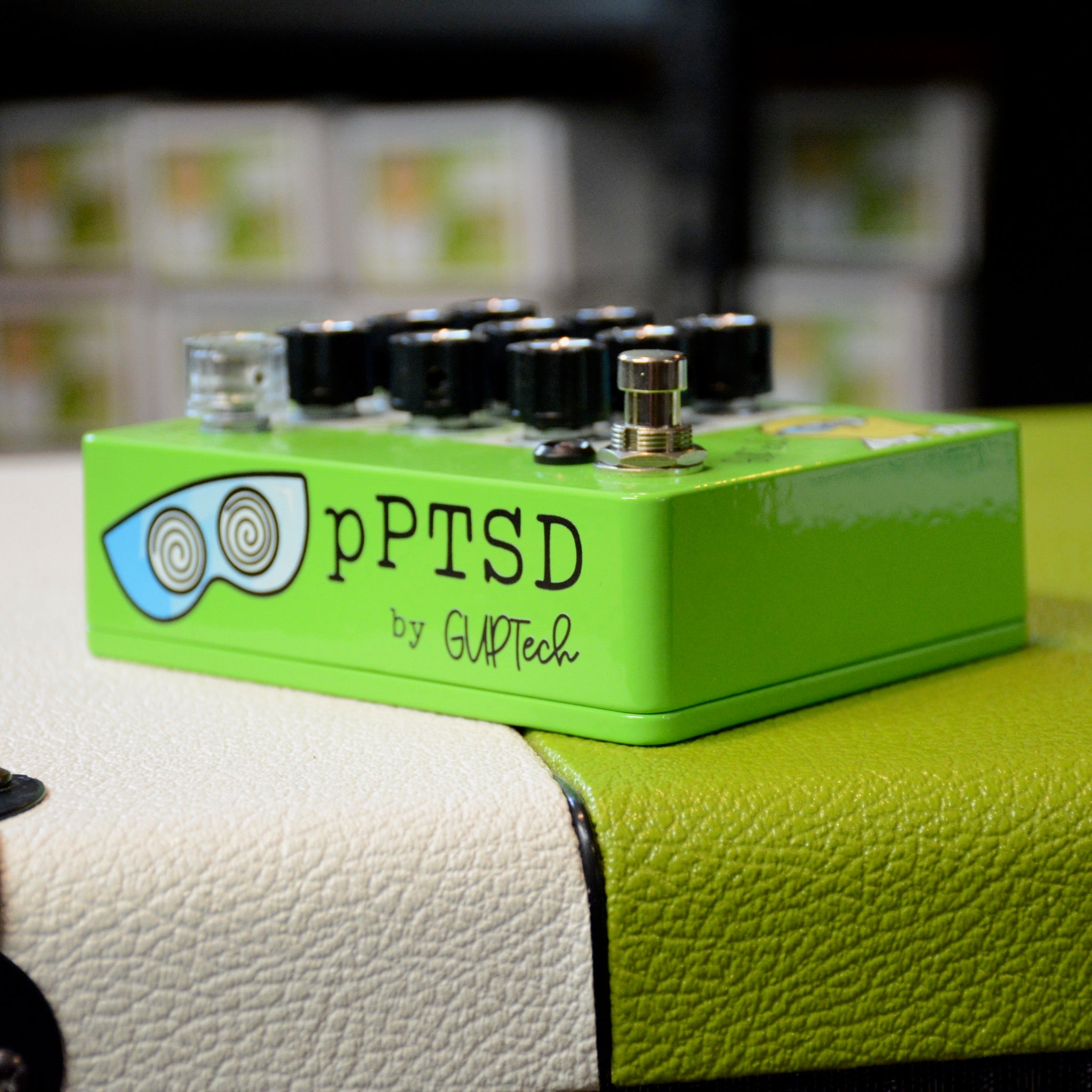 GUPTech pPTSD parametric EQ, Prof Pinotte Tone Shaping Device, green, side view