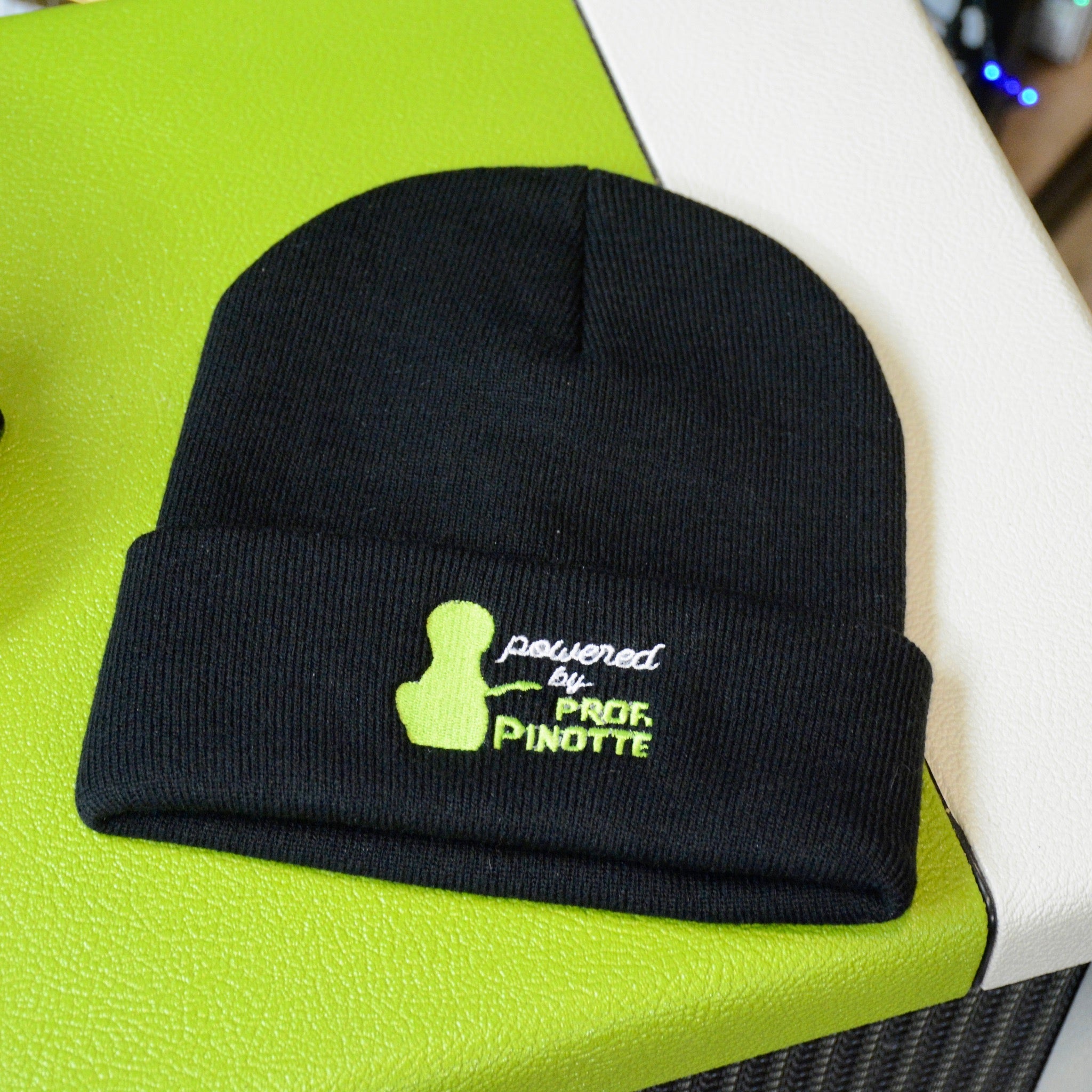 Powered by Prof. Pinotte embroided GUPTech design, black knit toque